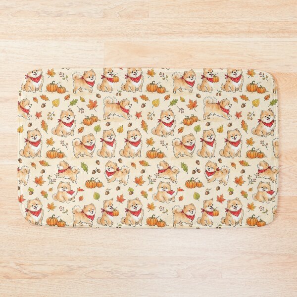 Item preview, Pomeranian Puppies & Pumpkins & Leaves Seamless Pattern designed and sold by StickVerse by Owais.
