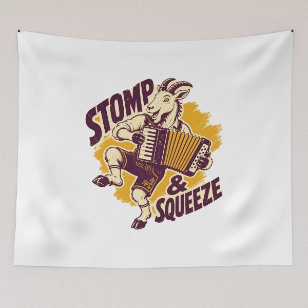 Item preview, Oktoberfest Goat Accordion – Stomp & Squeeze Risograph Art designed and sold by Jaani-T.