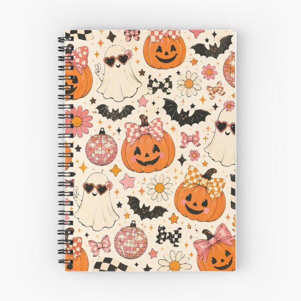 Item preview, Cute Pink & Orange Halloween Pattern | Pumpkins, Ghosts, Bows & Bats designed and sold by DreamPixelPrint.