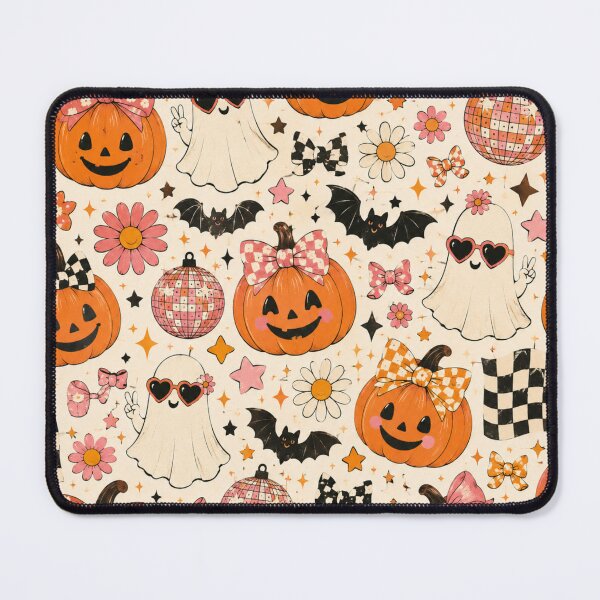 Item preview, Cute Pink & Orange Halloween Pattern | Pumpkins, Ghosts, Bows & Bats designed and sold by DreamPixelPrint.