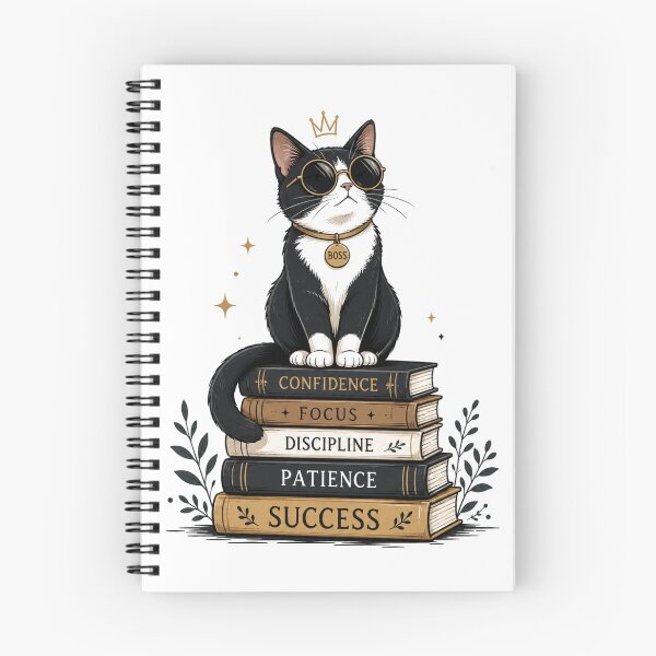 Item preview, The Mindset of Success – Black Cat on Book Stack Artwork designed and sold by Ink Matrix.
