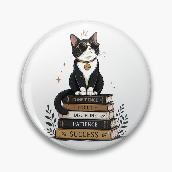 Item preview, The Mindset of Success – Black Cat on Book Stack Artwork designed and sold by Ink Matrix.