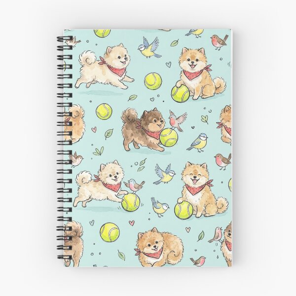 Item preview, Pomeranian Puppies & Tennis Balls & Birds Seamless Pattern designed and sold by StickVerse by Owais.
