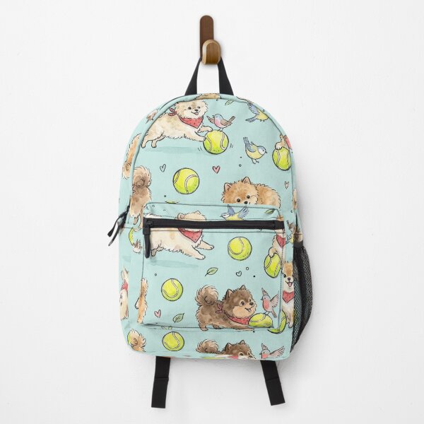 Item preview, Pomeranian Puppies & Tennis Balls & Birds Seamless Pattern designed and sold by StickVerse by Owais.