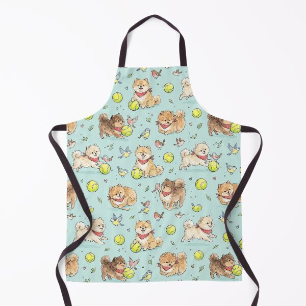 Item preview, Pomeranian Puppies & Tennis Balls & Birds Seamless Pattern designed and sold by StickVerse by Owais.