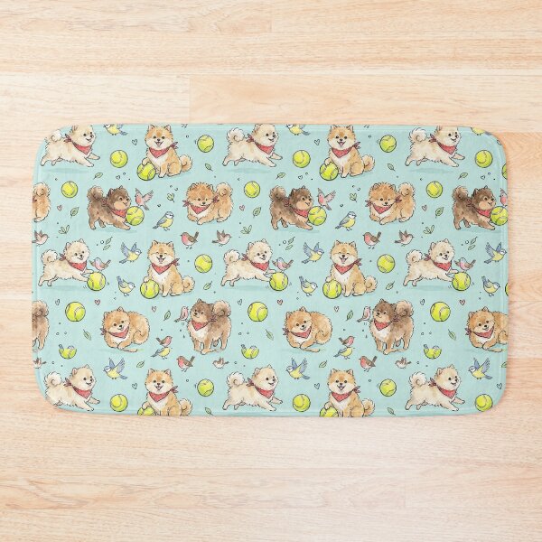 Item preview, Pomeranian Puppies & Tennis Balls & Birds Seamless Pattern designed and sold by StickVerse by Owais.