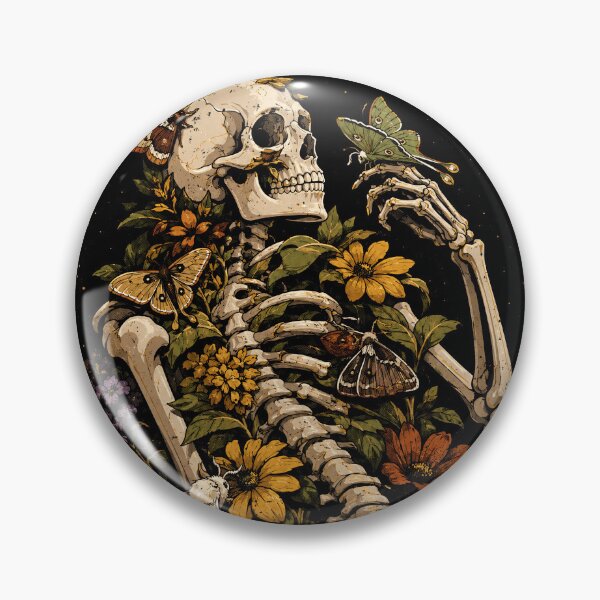 Item preview, Skeleton with Moths and Flowers Art Print Halloween designed and sold by rafaeltto.
