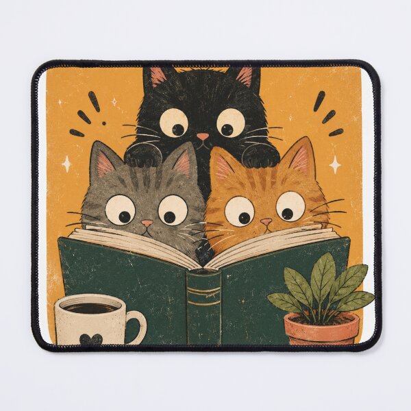 Item preview, Cute Cats Reading a Book Cozy Vintage Cat Art designed and sold by wecrea.