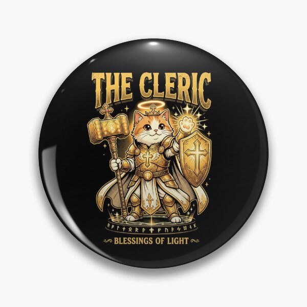 Item preview, Cleric Cat Knight - Fantasy RPG Art" lub "The Cleric - Holy Warrior Cat designed and sold by EchoVisions.