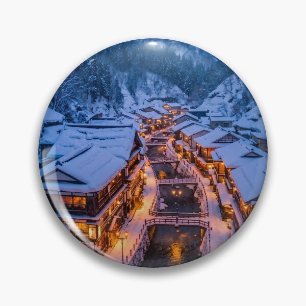 Item preview, Snowy Japanese Onsen Village Photography designed and sold by conohitoAI-ArtGallery.