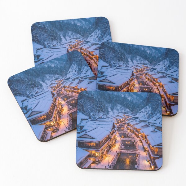 Item preview, Snowy Japanese Onsen Village Photography designed and sold by conohitoAI-ArtGallery.