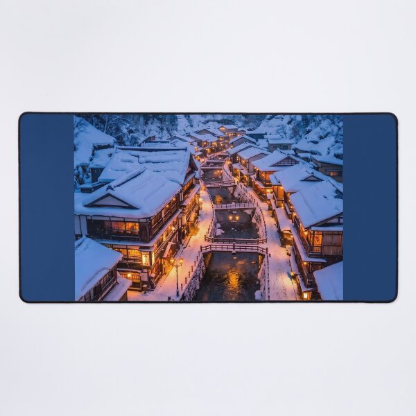 Item preview, Snowy Japanese Onsen Village Photography designed and sold by conohitoAI-ArtGallery.