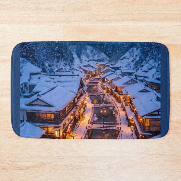 Item preview, Snowy Japanese Onsen Village Photography designed and sold by conohitoAI-ArtGallery.