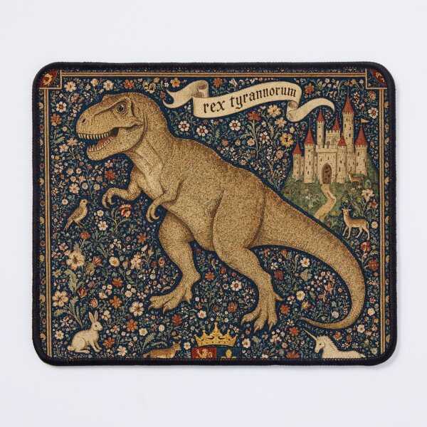 Item preview, Medieval tapestry style illustration of a dinosaur - Tyrannosaurus Rex designed and sold by Vintage Designs +.