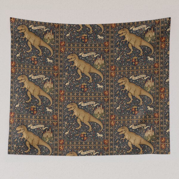 Item preview, Ilustración de un dinosaurio al estilo de un tapiz medieval: Tyrannosaurus Rex. designed and sold by Vintage Designs +.