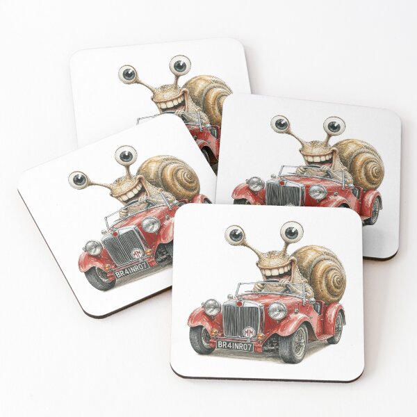 Item preview, Funny Snail Driving Vintage Classic Sports Car designed and sold by Wilcox PhotoArt.