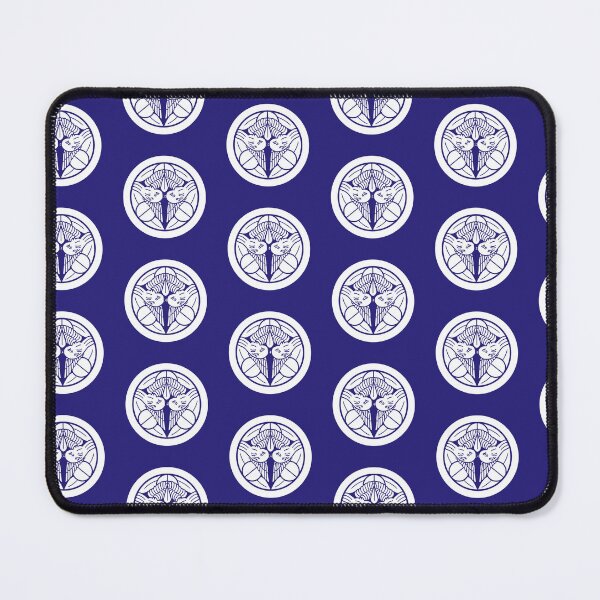 Item preview, Uesugi Kenshin Tobi-Suzume Crest Samurai Mon White Blue Tile / Japanese Crest  designed and sold by 戦国まーけっと SENGOKU MARKET.