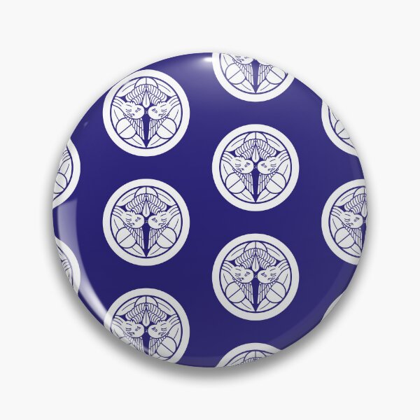 Item preview, Uesugi Kenshin Tobi-Suzume Crest Samurai Mon White Blue Tile / Japanese Crest  designed and sold by 戦国まーけっと SENGOKU MARKET.