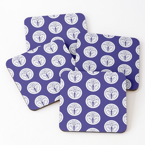 Item preview, Uesugi Kenshin Tobi-Suzume Crest Samurai Mon White Blue Tile / Japanese Crest  designed and sold by 戦国まーけっと SENGOKU MARKET.