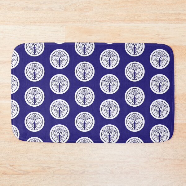 Item preview, Uesugi Kenshin Tobi-Suzume Crest Samurai Mon White Blue Tile / Japanese Crest  designed and sold by 戦国まーけっと SENGOKU MARKET.