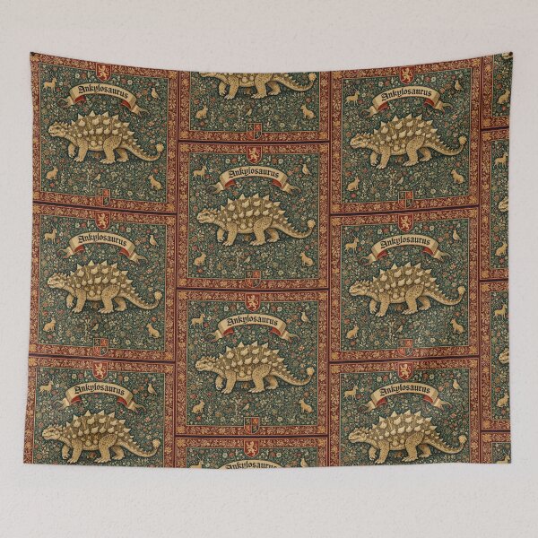 Item preview, Medieval tapestry style illustration of a dinosaur - Ankylosaurus designed and sold by Vintage Designs +.