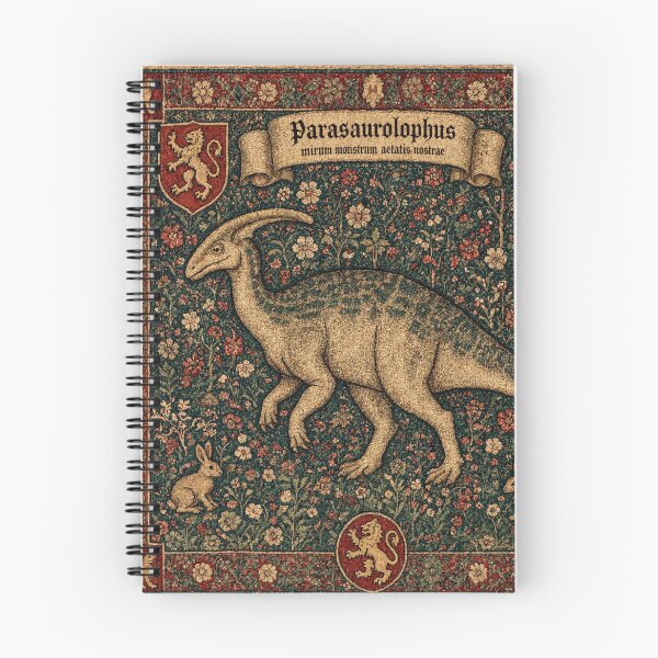 Item preview, Medieval tapestry style illustration of a dinosaur - Parasaurolophus designed and sold by Vintage Designs +.
