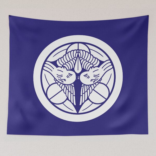 Item preview, Uesugi Kenshin Tobi-Suzume Crest Samurai Mon White Blue / Japanese Crest  designed and sold by 戦国まーけっと SENGOKU MARKET.