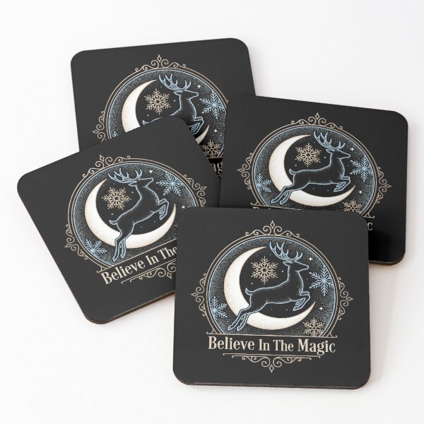 Item preview, Believe In The Magic Flying Reindeer Crescent Moon Christmas designed and sold by TeNovaStudio ⭐⭐⭐⭐⭐.