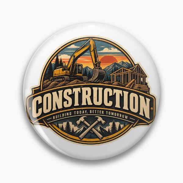 Item preview, Vintage Construction Logo – Construction Site and Worker Retro Style designed and sold by Dax Studio.
