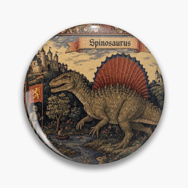 Item preview, Medieval tapestry style illustration of a dinosaur - Spinosaurus designed and sold by Vintage Designs +.