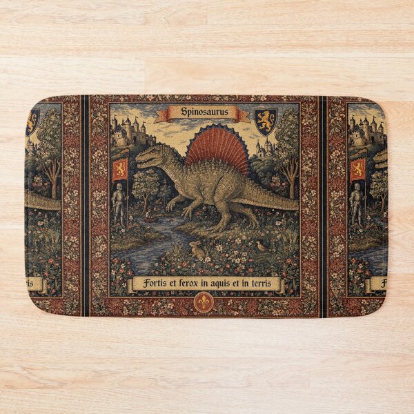 Item preview, Medieval tapestry style illustration of a dinosaur - Spinosaurus designed and sold by Vintage Designs +.