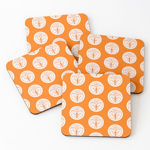 Item preview, Uesugi Kenshin Tobi-Suzume Crest Samurai Mon White Orange Tile / Japanese Crest  designed and sold by 戦国まーけっと SENGOKU MARKET.