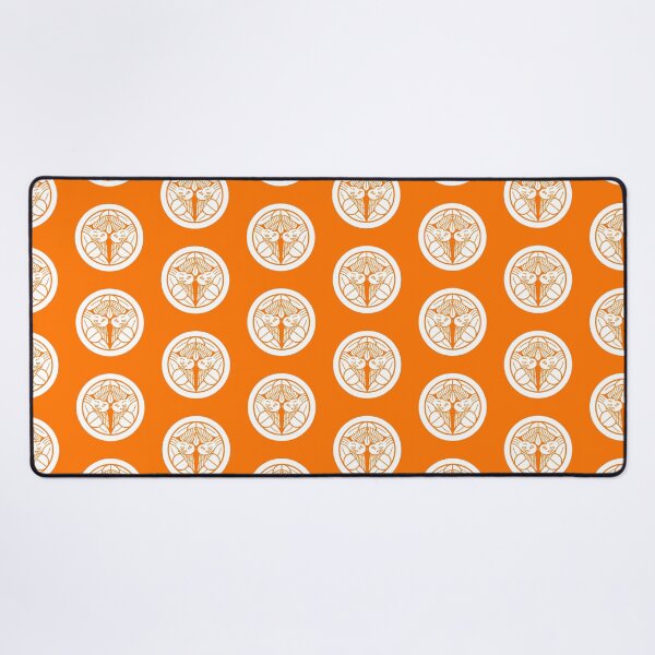 Item preview, Uesugi Kenshin Tobi-Suzume Crest Samurai Mon White Orange Tile / Japanese Crest designed and sold by 戦国まーけっと SENGOKU MARKET.