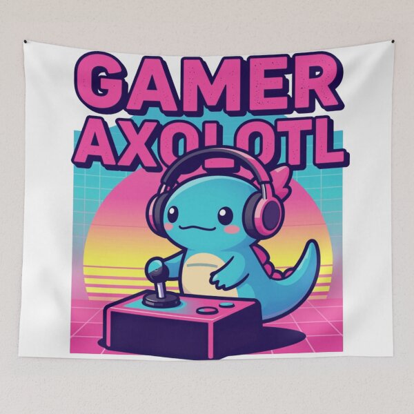 Item preview, 80s Retro Synthwave Gamer Axolotl Gaming Apparel designed and sold by A-to-y.