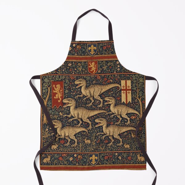 Item preview, Medieval tapestry style illustration of a dinosaur - Velociraptor designed and sold by Vintage Designs +.