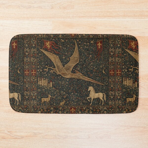 Item preview, Medieval tapestry style illustration of a dinosaur - Pteranodon designed and sold by Vintage Designs +.