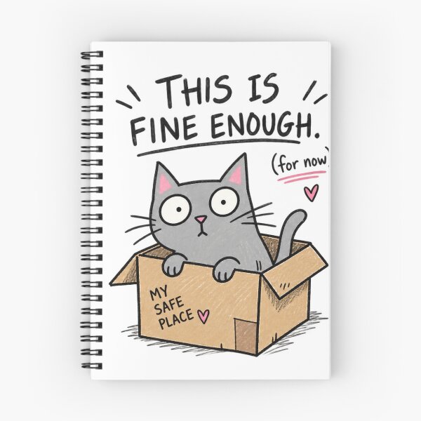 Item preview, This Is Fine Enough – Funny Cat in a Box designed and sold by LinaDesign Store.
