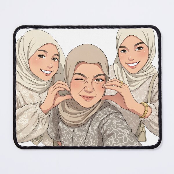 Item preview, Hijab Portrait best friend forever ootd elegance cute illustration vector art designed and sold by sabartgunpla.