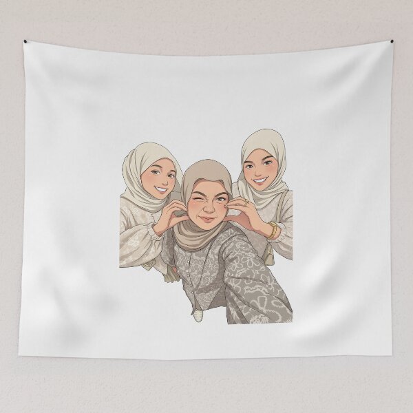 Item preview, Hijab Portrait best friend forever ootd elegance cute illustration vector art designed and sold by sabartgunpla.