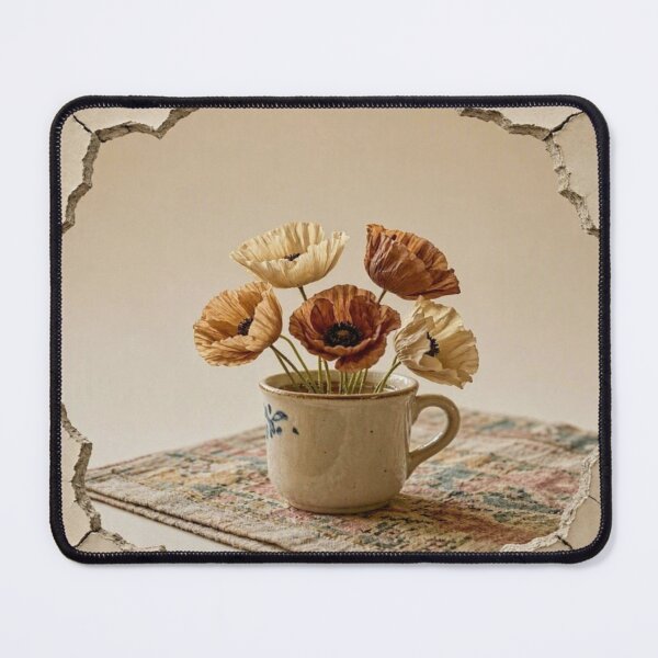 Item preview, Vintage Poppies in Ceramic Mug with Cracked Wall Framed Art designed and sold by Breezes-of-Ida.