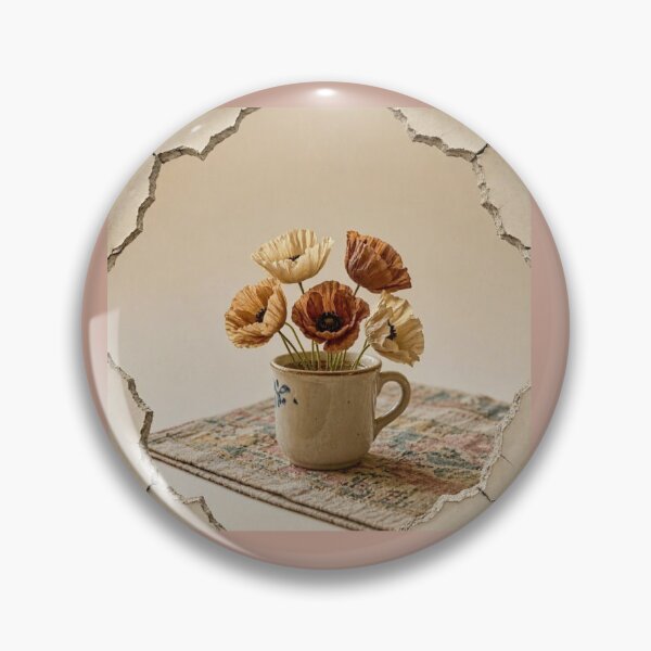 Item preview, Vintage Poppies in Ceramic Mug with Cracked Wall Framed Art designed and sold by Breezes-of-Ida.