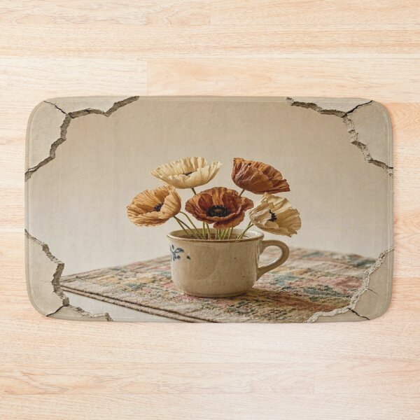 Item preview, Vintage Poppies in Ceramic Mug with Cracked Wall Framed Art designed and sold by Breezes-of-Ida.