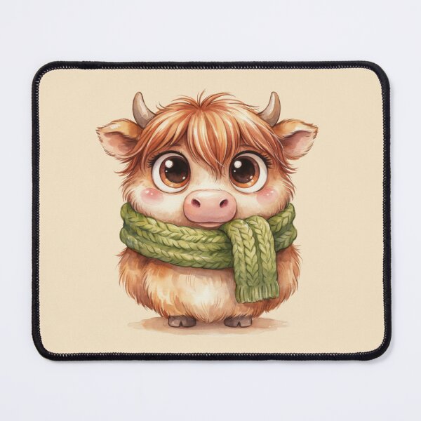 Item preview, Cute Baby Highland Cow in Green Scarf – Whimsical Watercolor Animal. designed and sold by SaraSumi.