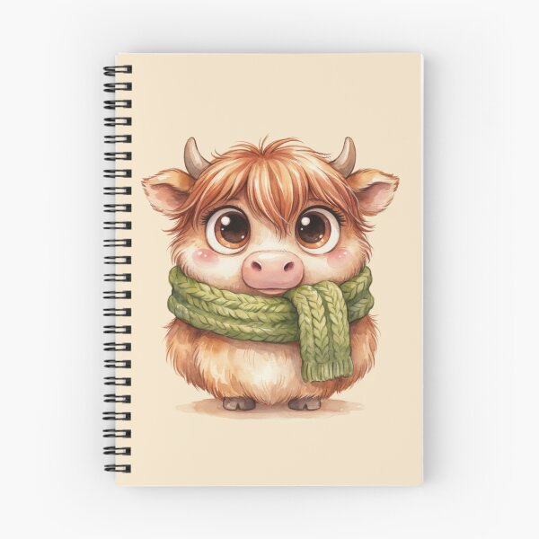Item preview, Cute Baby Highland Cow in Green Scarf – Whimsical Watercolor Animal. designed and sold by SaraSumi.
