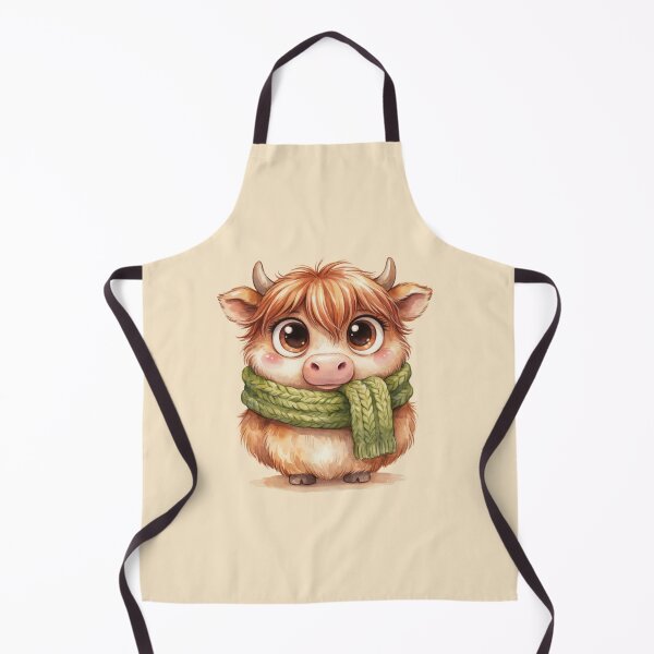 Item preview, Cute Baby Highland Cow in Green Scarf – Whimsical Watercolor Animal. designed and sold by SaraSumi.