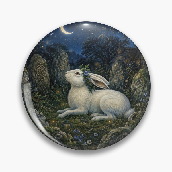 Item preview, Moonlit Celtic Hare in the Enchanted Forest designed and sold by thewandswant.