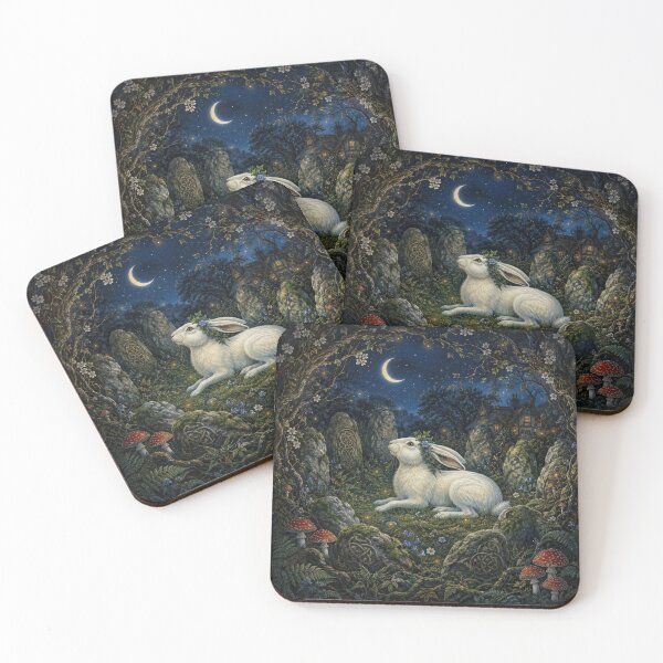 Item preview, Moonlit Celtic Hare in the Enchanted Forest designed and sold by thewandswant.