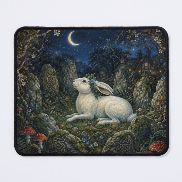 Item preview, Moonlit Celtic Hare in the Enchanted Forest designed and sold by thewandswant.