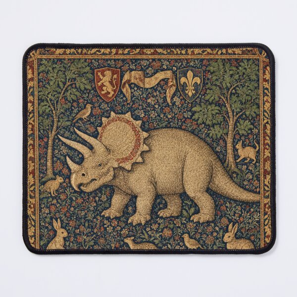 Item preview, Medieval tapestry style illustration of a dinosaur - Triceratops designed and sold by Vintage Designs +.