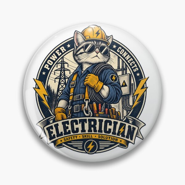 Item preview, Electrician Cat – Vintage Retro Electrical Worker designed and sold by NameOne.